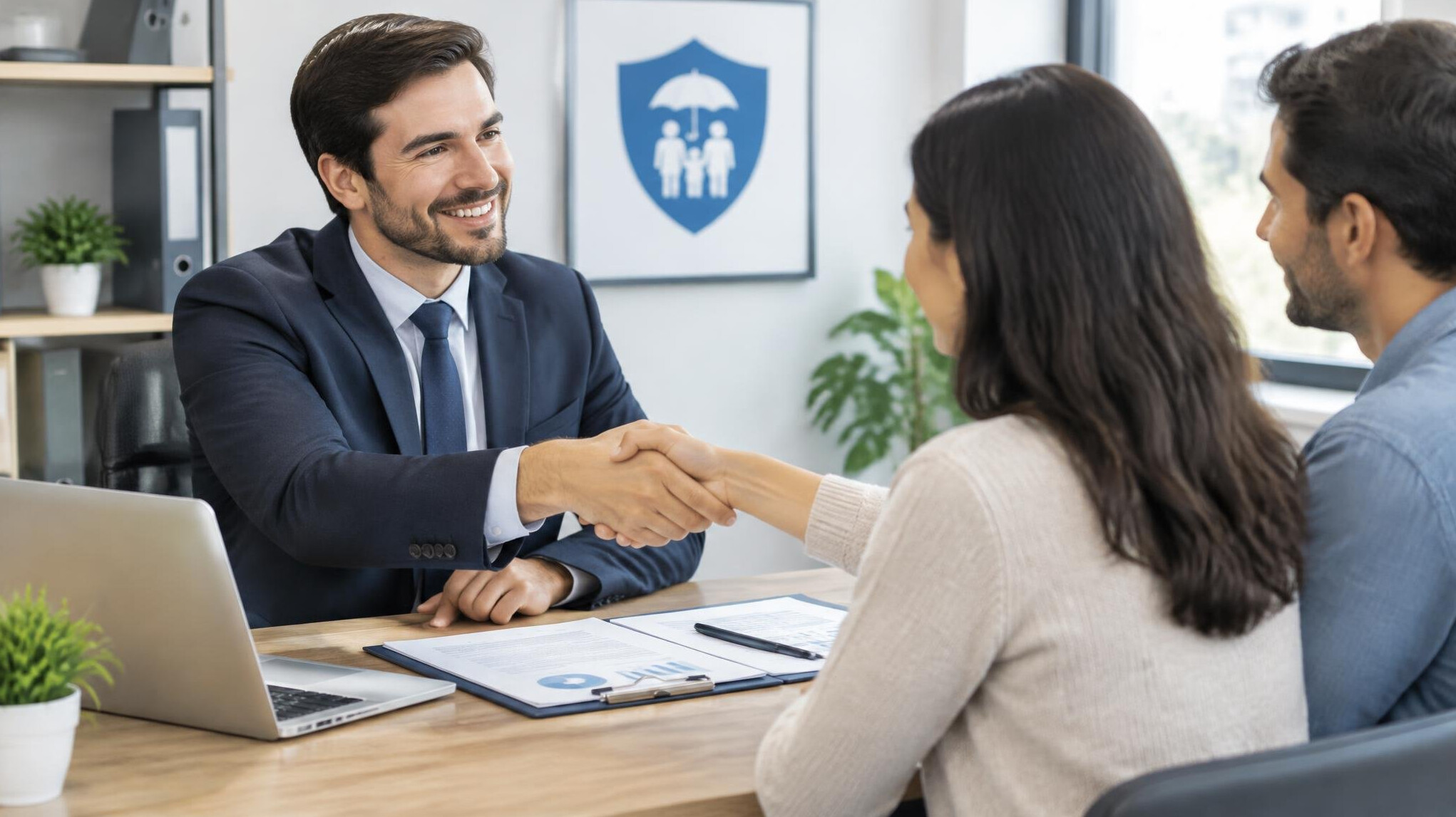 insurance agent with client