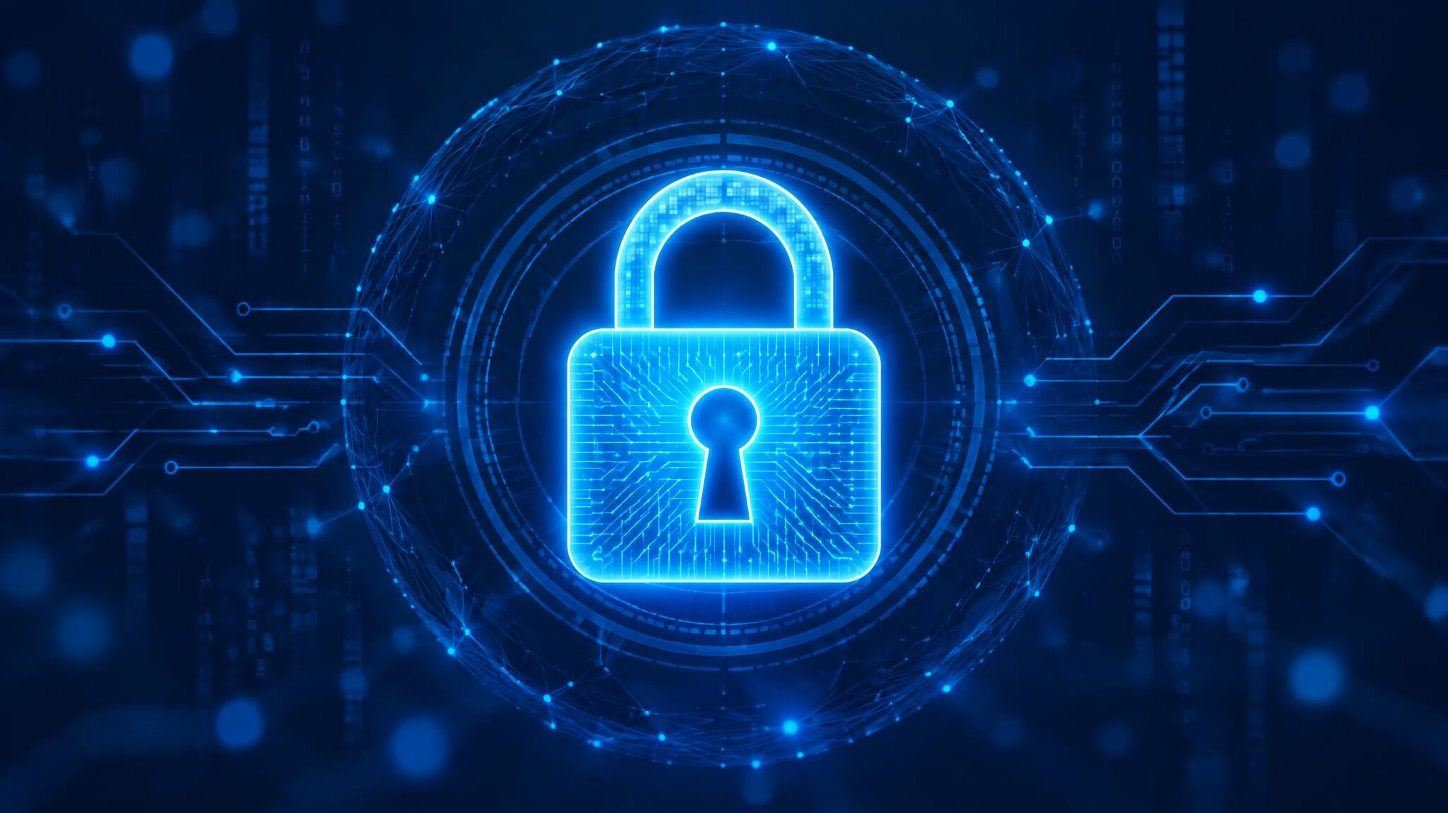 Padlock symbol on a digital background