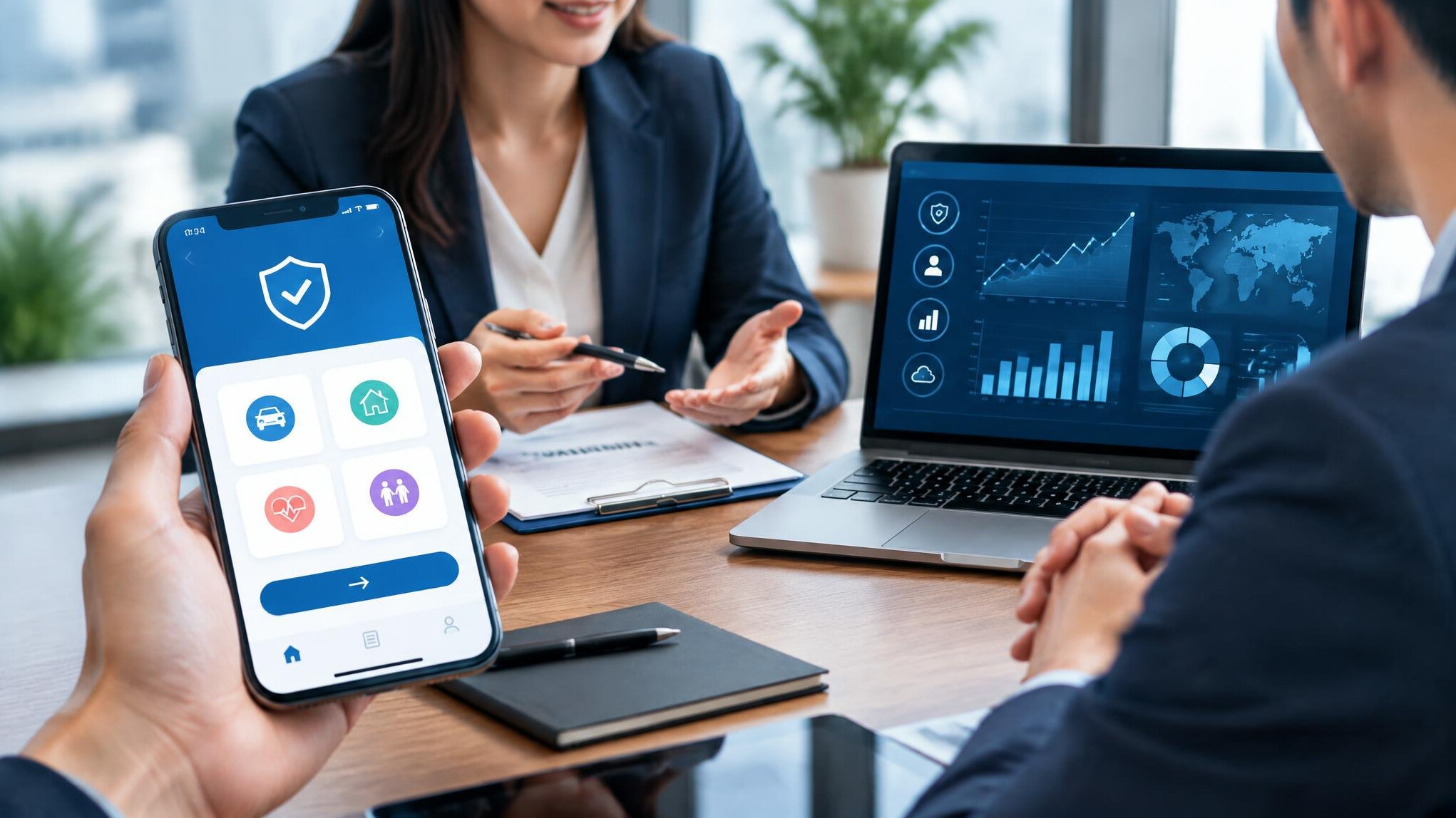 digital insurance app on smartphone
