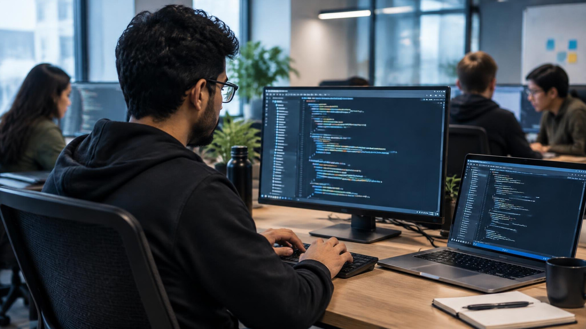 programmer writing code